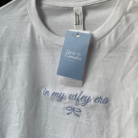 In My Wifey Era Embroidered Crop T-Shirt