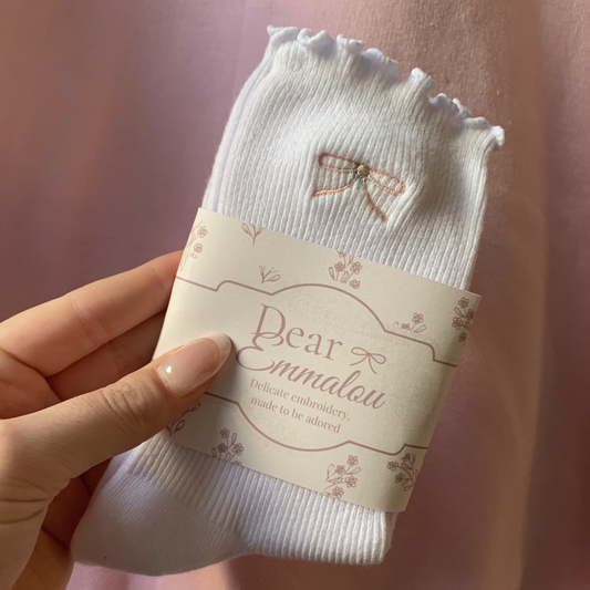 Bow Embroidered Ruffle Socks
