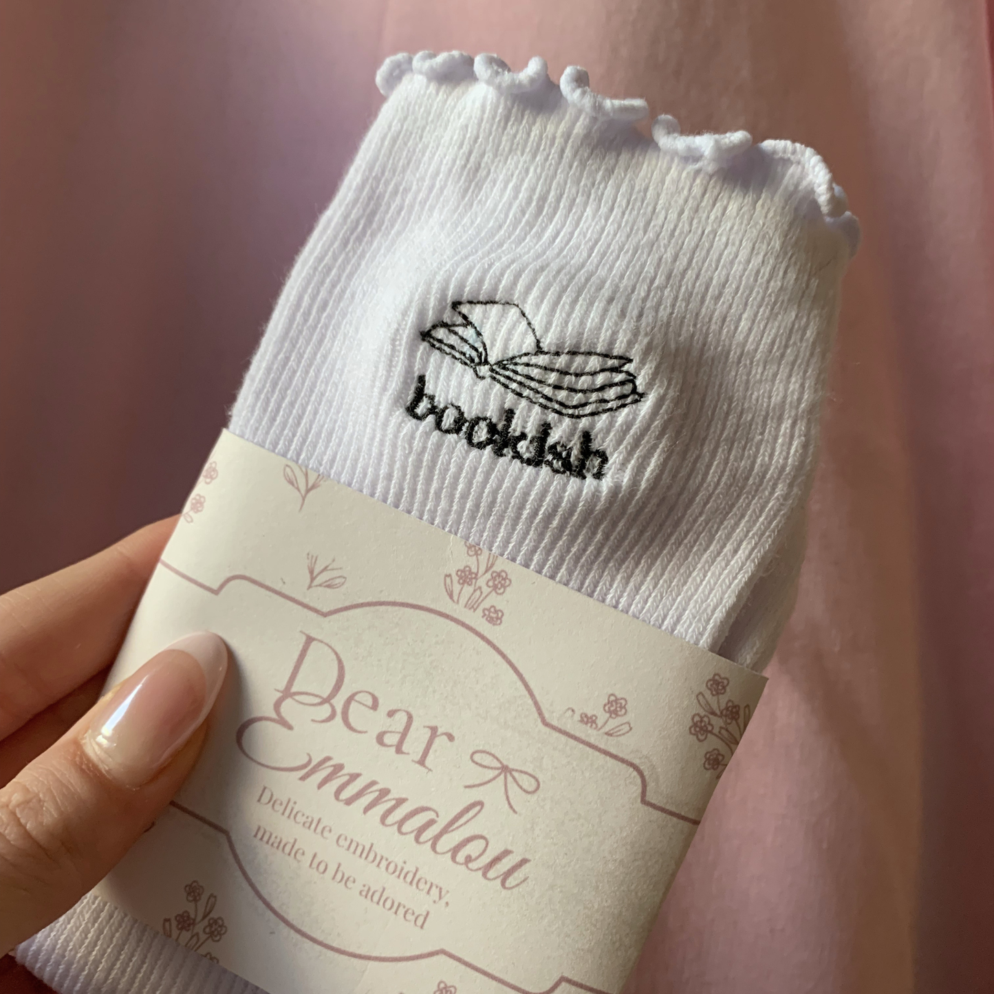 Bookish Embroidered Ruffle Socks