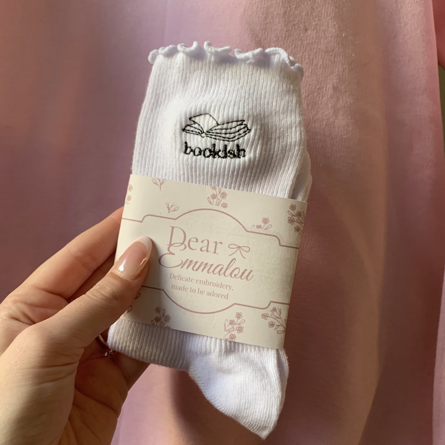 Bookish Embroidered Ruffle Socks