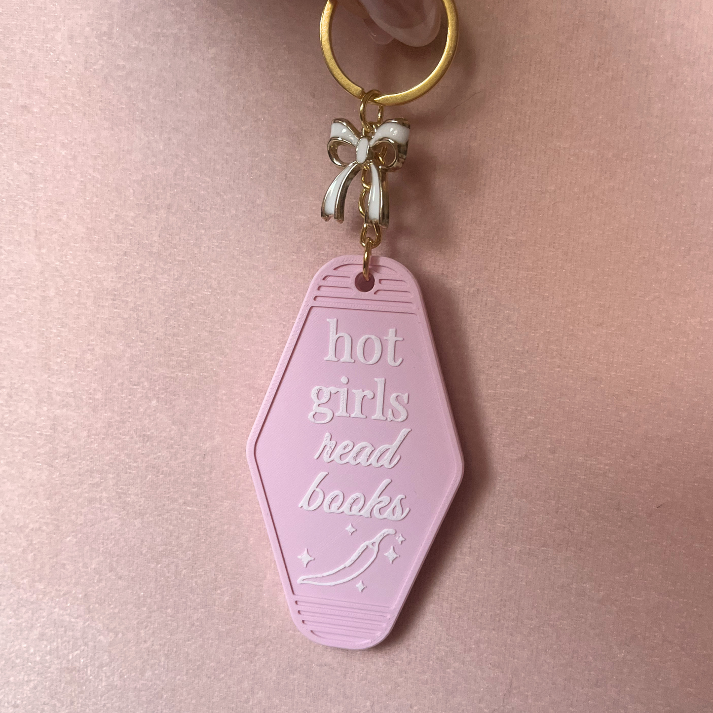 Hot Girls Read Pink Motel Keychain