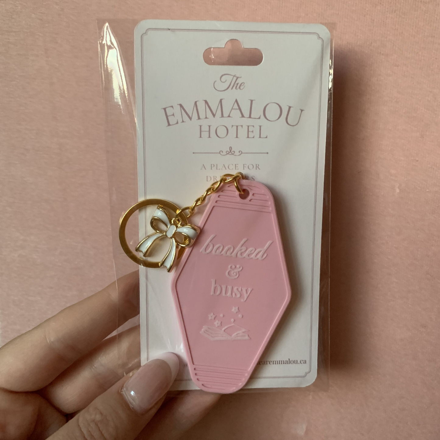 Booked & Busy Pink Motel Keychain