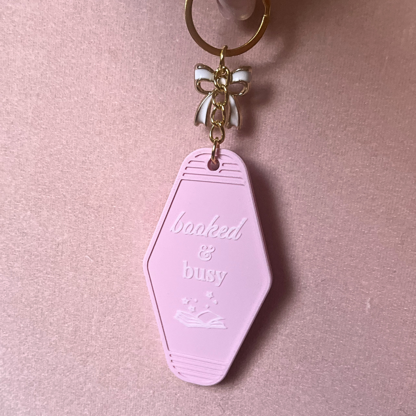 Booked & Busy Pink Motel Keychain