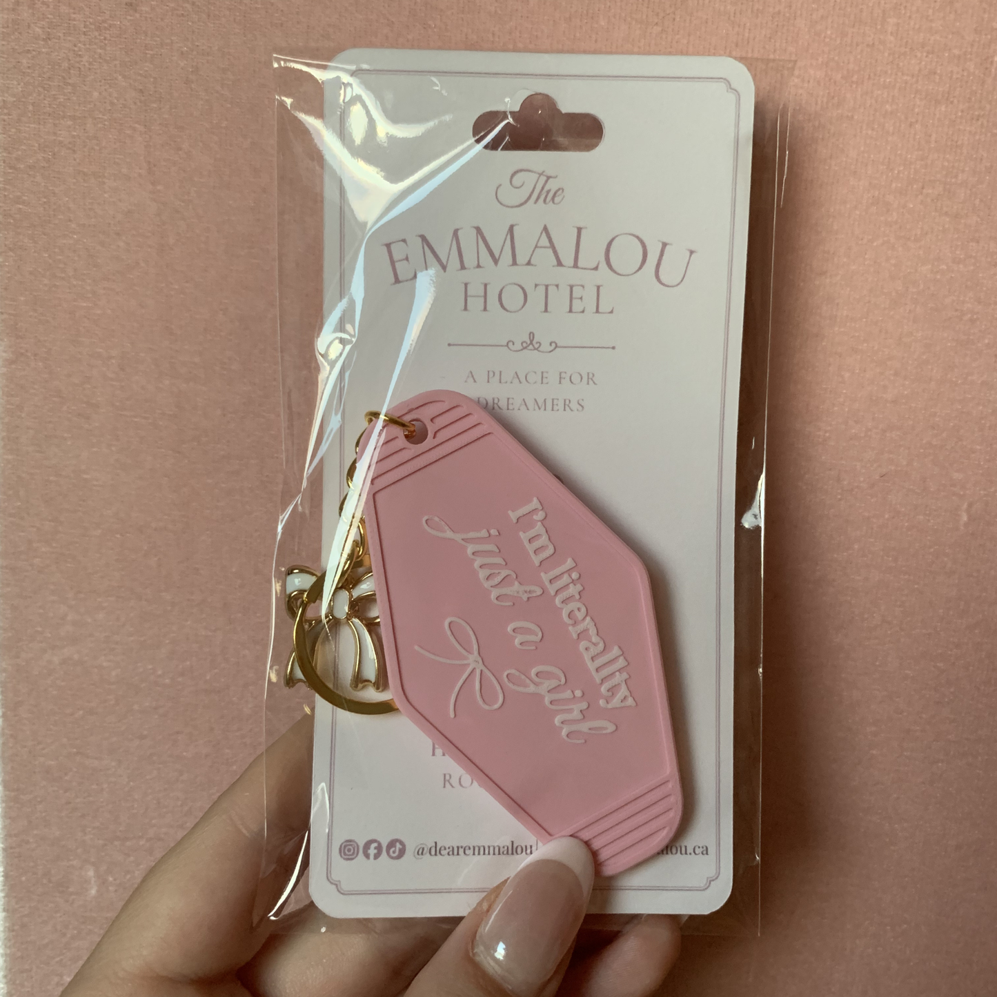 I'm Literally Just a Girl Pink Motel Keychain