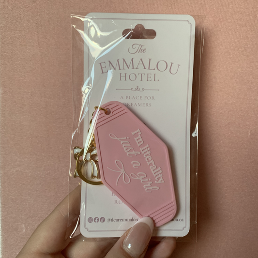 I'm Literally Just a Girl Pink Motel Keychain