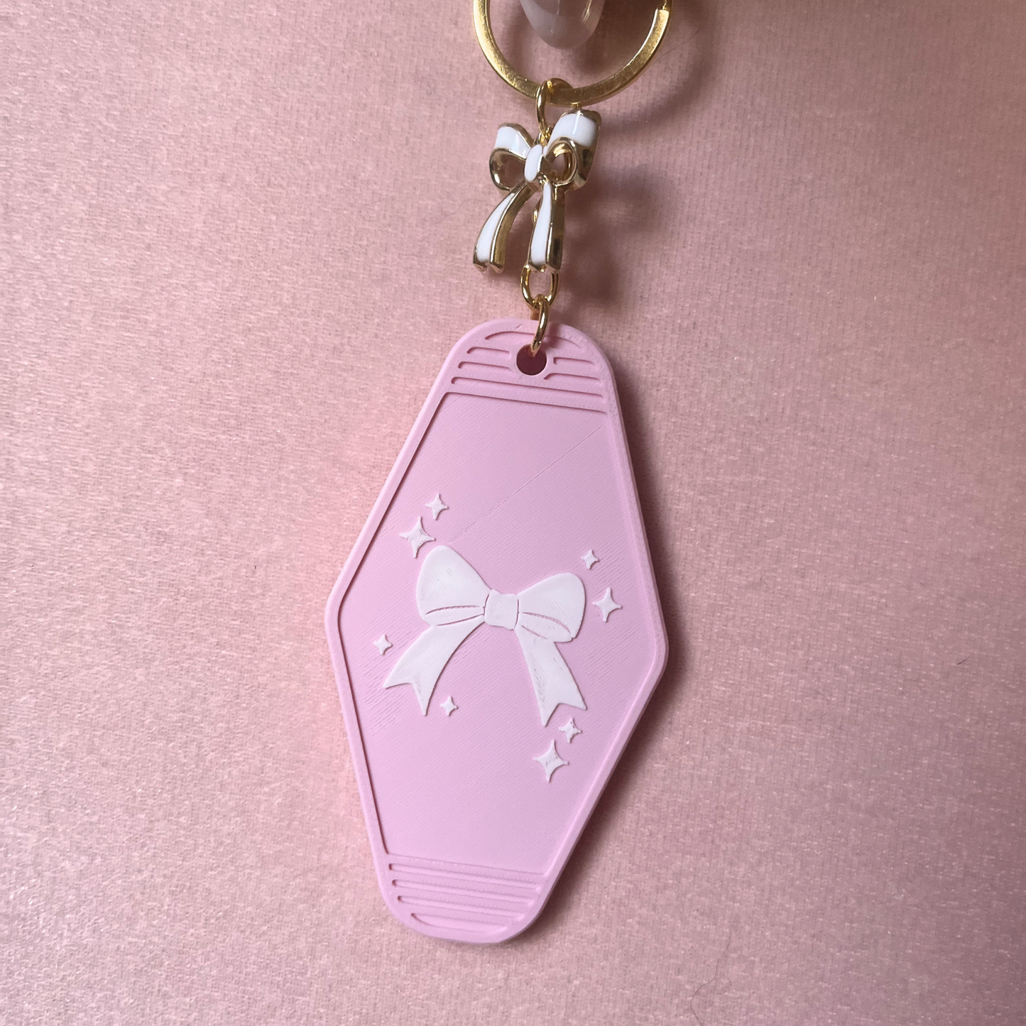 Coquette Bow Pink Motel Keychain