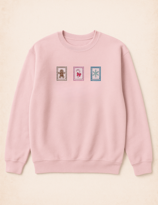 Petite Holiday Stamps Sweatshirt